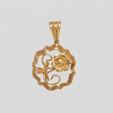 Hänge blommor, längd ca 25mm, bredd 16mm, år 1945, 18K Vikt: 1,2 g