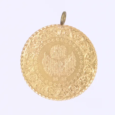 Hänge med mynt Ø22mm ögla ej i guld, 21K Bruttovikt: 3,5g Vikt: 3,5 g