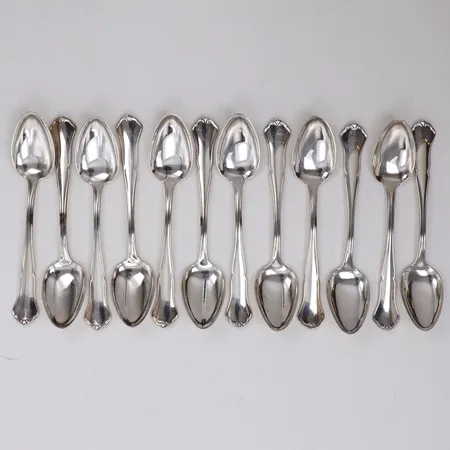 12 Skedar, längd 11,5cm, Finland, silver 830/1000 Vikt: 157,7 g