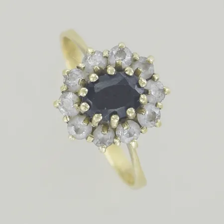 Ring med stenar, Ø 19½ mm, bredd 12x11 mm,14K Vikt: 2,6 g