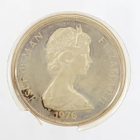 Minnesmynt Isle of Man Elisabeth II år. 1976, med etui och certifikat, silver 925/1000 Vikt: 28,3 g