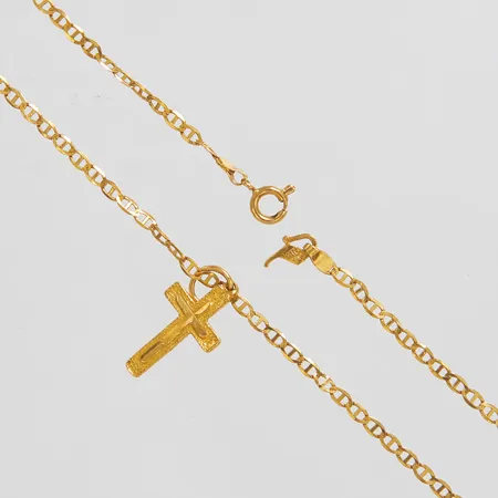 Kedja med hänge kors, ojämnheter, skeva, defekta, 22K Vikt: 6,2 g
