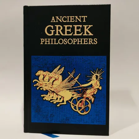 Läderinbunden bok, "Ancient Greek Philosophers" Canterbury Classics San Diego, markeringar i blyerts i boken Skickas med paket.