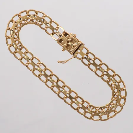 Armband X-länk längd 20,5cm, bredd 9,1mm, kistlås, Ekström Sweden, år 1988, 18K Vikt: 19 g