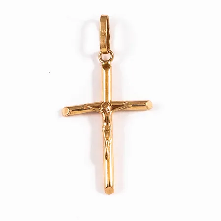Hänge krucifix 16,5x33,5mm, något skevt, 18K 1,0g. 