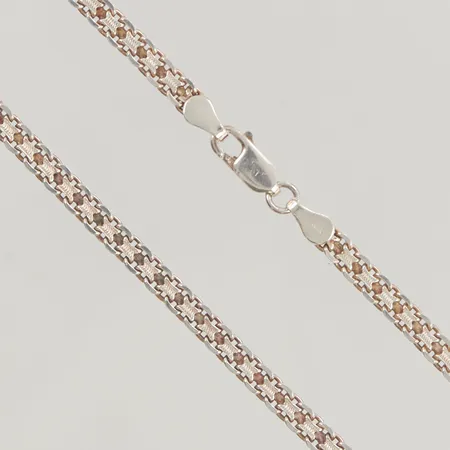 Collier x-länk 42cm bredd 4mm en dekorerad sida, 925/1000 Silver 11,5g.