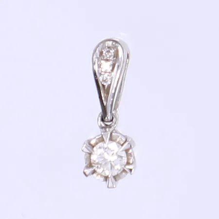 Hänge med diamanter 1x ca 0,06ct 3x ca 0,001ct, 11x4mm, vitguld 18K Vikt: 0,6 g