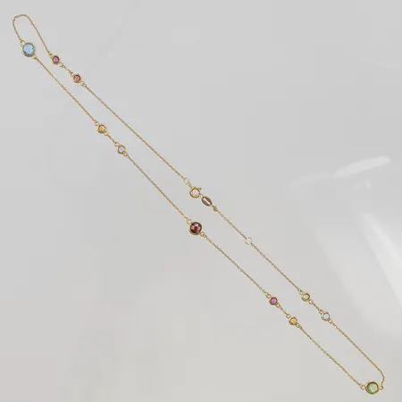 Collier 41/44cm bredd 3-6mm färgade stenar 18K 3,7g.