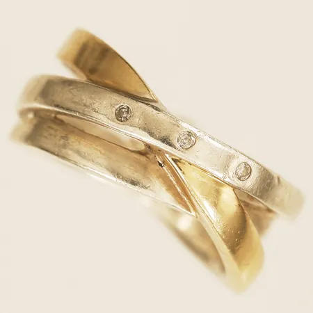 Ring med diamanter 3 x ca 0,005ct tvåfärgad stl:16 bredd ca 8,4mm GHA 925/1000 silver  Vikt: 6 g