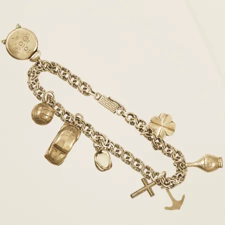 Armband Bismarck med berlocker 18cm bredd 5,1mm 835/1000 silver Vikt: 15,6 g