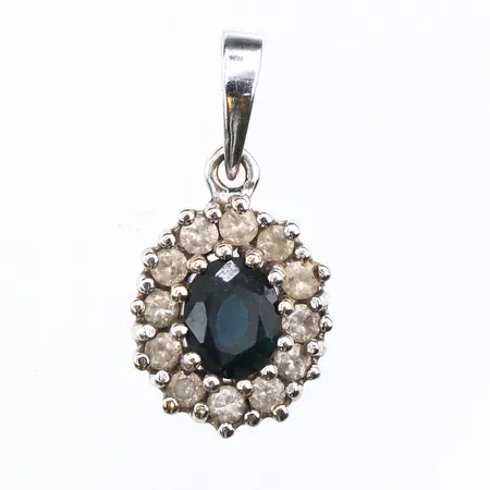 Carmoséhänge med safir samt diamanter 12 x ca. 0,02ct, 20x10mm, vitguld, 18K Vikt: 2,4 g