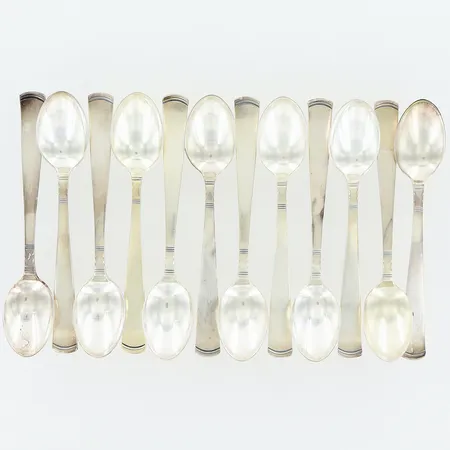 12 kaffeskedar Rosenholm 12cm, GAB, silver 830/1000. Vikt: 181,3 g