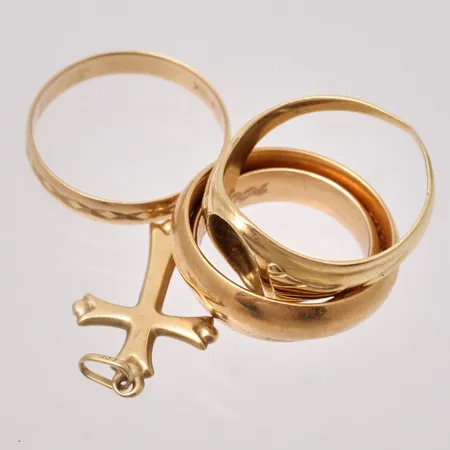 Diverse defekt guld, 18K, 16,56g.