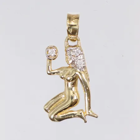 Hänge form av kvinna med vita stenar 15x28mm inklusive hängöglan 14K Vikt: 1,4 g