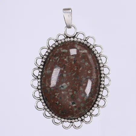 Hänge med porfyr 60x40mm stämplad BN silver 925/1000 Bruttovikt: 24,8g Vikt: 24,8 g
