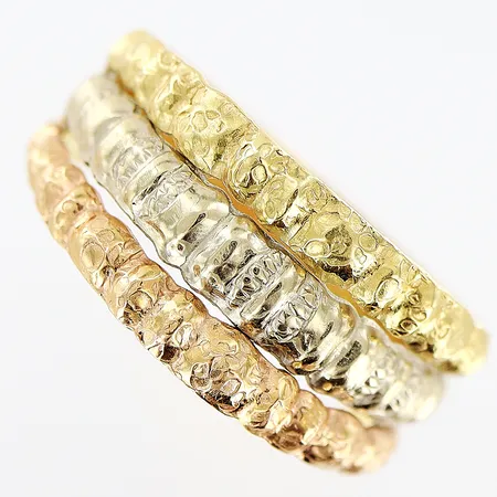 Ring trefärgad stl:18½, bredd 10mm, 18K Vikt: 3,7 g