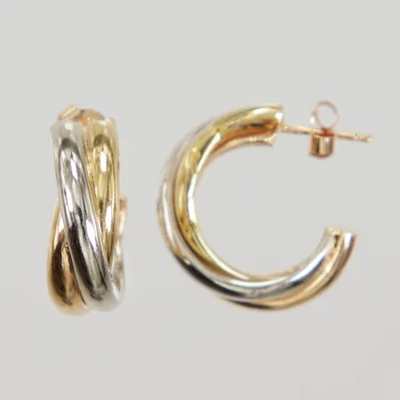Örhängen Creoler Ø21mm bredd 7mm, ojämnheter, bucklor, gul/röd/vitguld, 18K, Vikt: 4,5 g