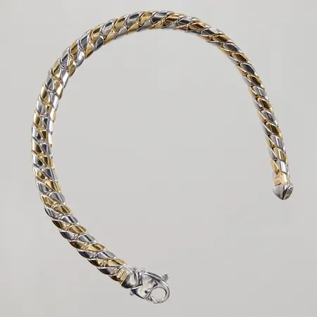 Armband Pansar halvstelt, 18cm bredd 7mm, ihåligt, gul/vitguld, 18K, Vikt: 11,3 g