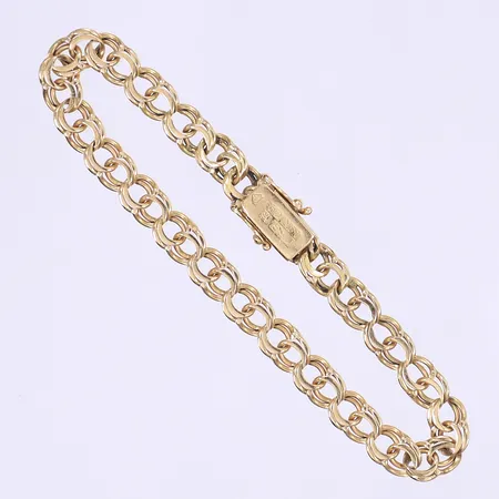 Armband Bismarck längd 18cm bredd 5mm kistlås svenska stämplar 18K Vikt: 10,5 g