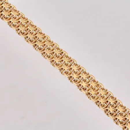 Armband 19cm Xlänk med stav bredd 8,3mm, Guldvarufirman Esto Ab, 1965, 18K, 19,63g.