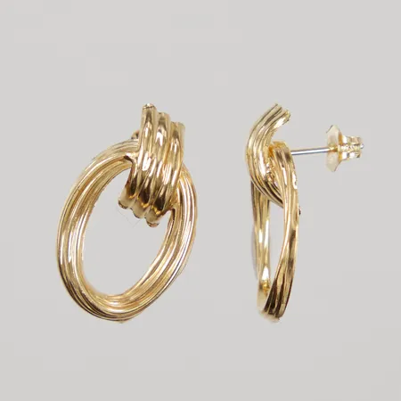 Örhängen 22mm, bredd 13mm, buckliga, skeva, 14K Vikt: 1,1 g