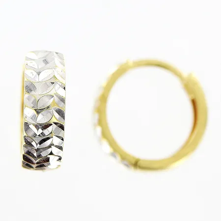Örhängen creoler vit/gulguld längd 13mm, bredd 4,5mm, 18K Vikt: 2,9 g