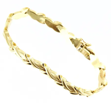 Armband längd 19cm, bredd ca 7mm, smärre bucklor, 14K Vikt: 10,9 g