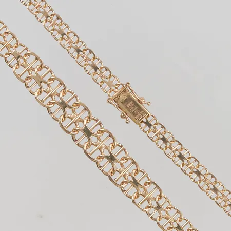 Collier x-länk med stav 45cm bredd 5-9mm 18K 19,5g.