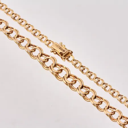 Collier 47,5cm ,Bismarck, docerat bredd 3,8-7,5mm, 18K, 18,2g.