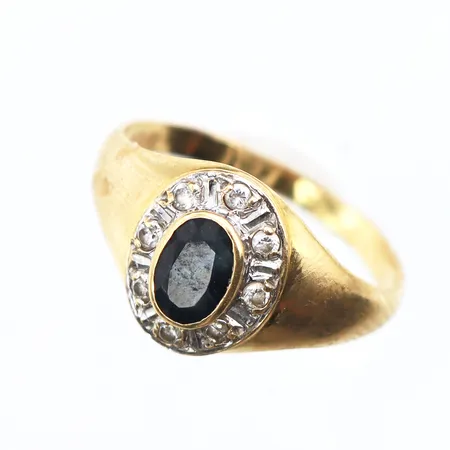 Ring med blå och vita stenar, strl16, bredd:1,8-10,4mm,18K Vikt: 2,3 g