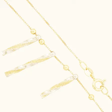 Collier med integrerade hängen längd 42cm, bredd 0,7-22mm GHA 18K  Vikt: 3,5 g