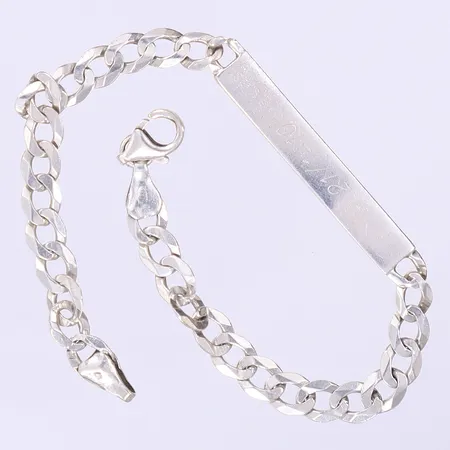 Armband med bricka defekt vridet buckligt gravyr silver 925/1000 Vikt: 7,3 g