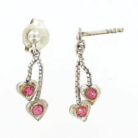 Örhängen med rosa stenar 20mm, en stopp saknas, 925/1000 Silver Vikt: 0,9 g