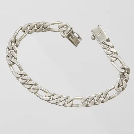 Armband Figaro längd ca 19,5cm, bredd 7,5mm, slappt lås, 925/1000 silver Vikt: 27,0g Vikt: 27 g