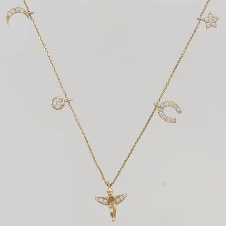 Collier 44cm vita stenar 14K 2,6g.