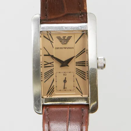 Armbandsur Emporio Armani, refnr: AR-0155, quartz, stål, läderband, inga andra tillbehör.
