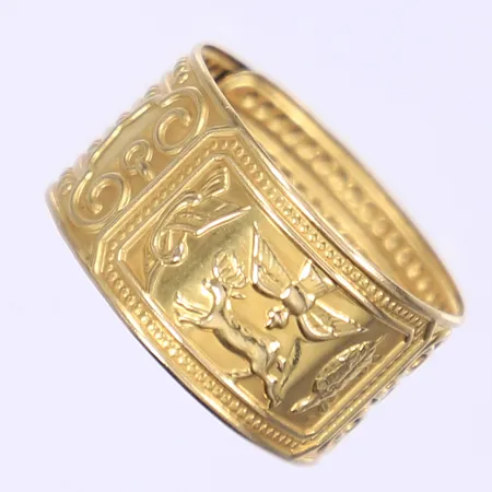 Ring med dekor ställbar storlek bredd 11mm 18K Vikt: 1,8 g