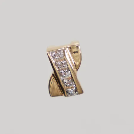 Hänge med 8/8-slipade diamanter ca 5 x 0,01ct, längd 9mm, 5,9mm, Guldfynd, 18K, Vikt: 1 g