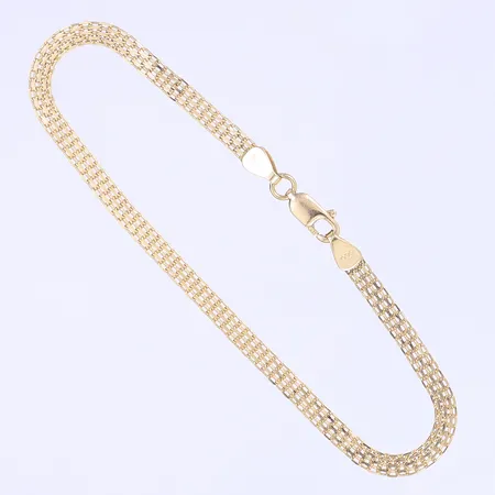 Armband längd 19cm bredd 3mm något skev länk 18K Vikt: 3,5 g