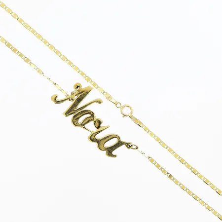 Namncollier Nora längd 42,7cm, bredd 1-13mm, 18K  Vikt: 3,8 g