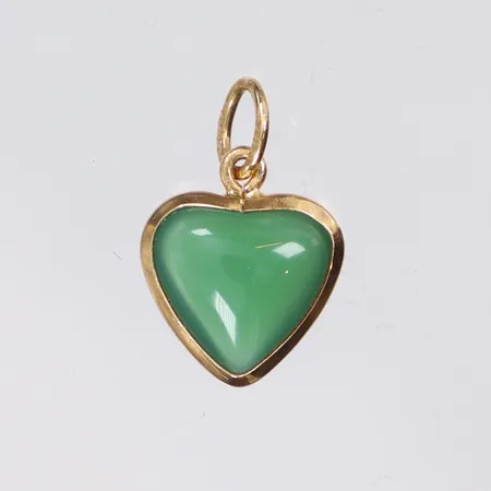 Hänge hjärta med grön sten/glas 10x15mm inklusive hängöglan 18K Vikt: 0,8 g