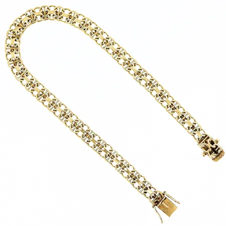 Armband X-länk med stav ca 19cm, bredd ca 6mm, 18K Vikt: 8,2 g
