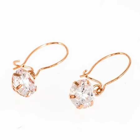 Örhängen med vita stenar (cz) Ø6mm, längd 20mm, 18K  Vikt: 0 g