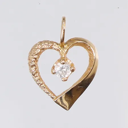 Hänge med vit sten, 13x12mm, 18K Vikt: 0,9 g