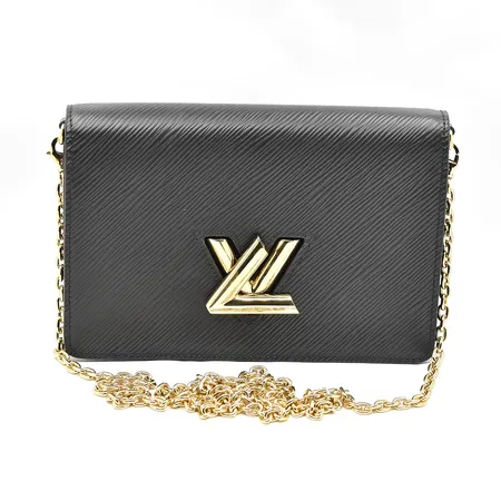 Väska Louis Vuitton Twist Wallet On Chain, svart Epi läder, modell M68750, bredd ca 19cm, höjd ca 13cm, beslag i gulmetall, fint skick, kvittokopia 2021, dustbag, box, made in France.