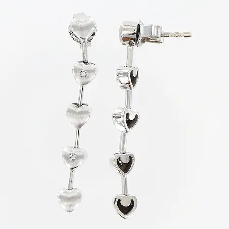 Örhängen med diamanter 4x0,01ct, hjärtan, ca 35mm, 18K Vikt: 5 g