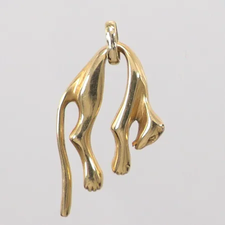 Hänge Panter längd 3,9cm, bredd 2cm,, små skador, 14K Vikt: 4,6 g