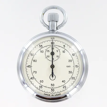 Tidtagarur vitmetall Ø50mm USSR, inga tillbehör.