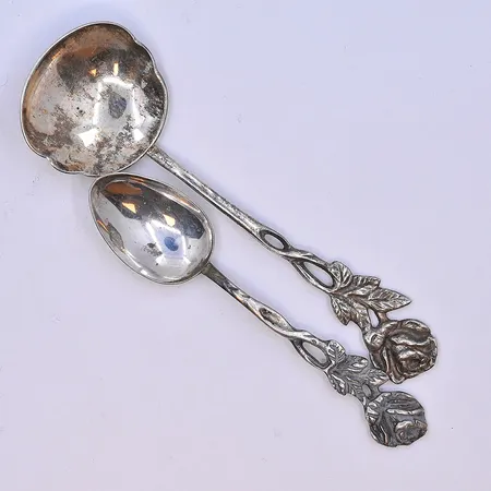 6 skedar modell rosen längd 9-11 cm, silver 830/1000. Vikt: 53,1 g