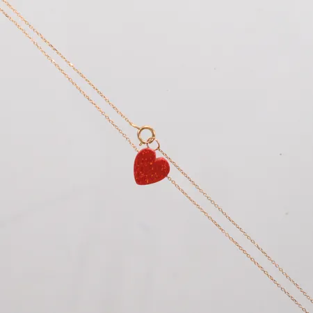 Collier längd 40,5cm, hänge hjärta plast, 18K Vikt: 1,1 g